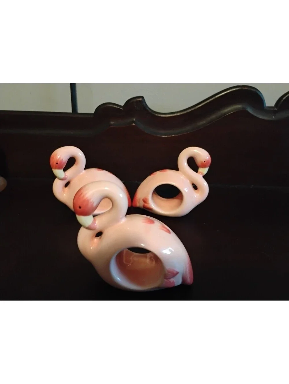 Vintage Target Home Pink Flamingo Ceramic Napkin Rings Set of 3 Table Decor
